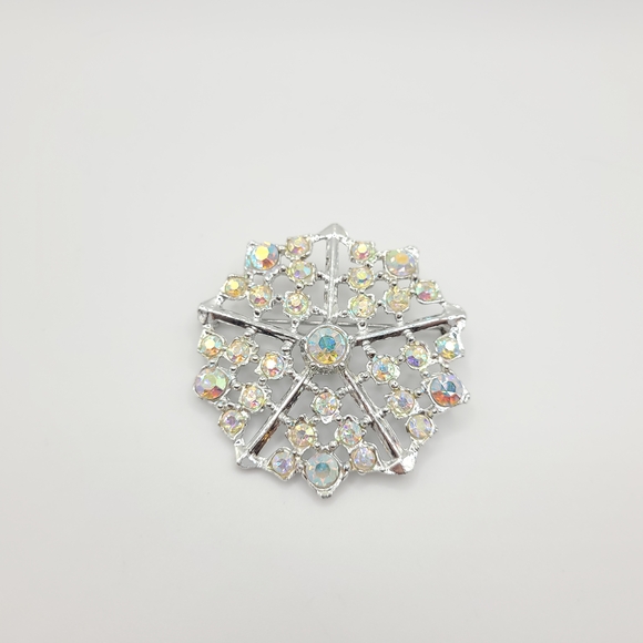 Silver Crystal Snowflake Brooch - Picture 3 of 6